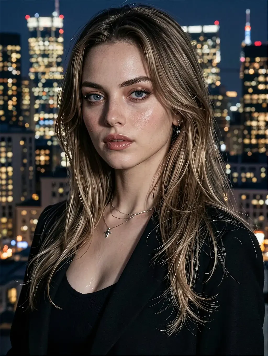 Nadja, the calm preset, half in shadow with a single lamp off to one side